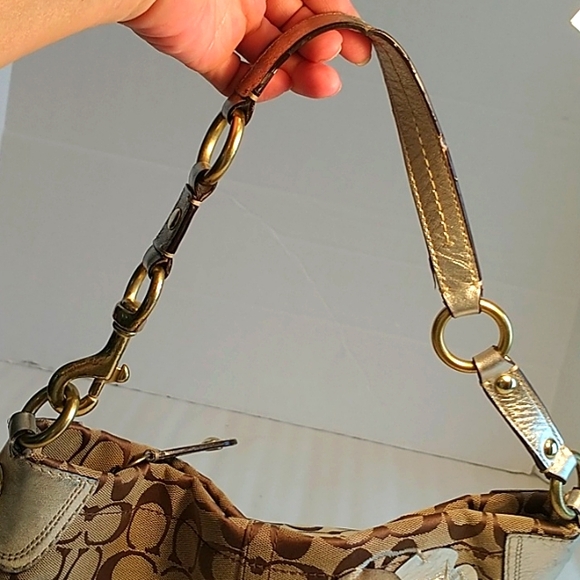 Coach F16879 Bleecker Floral Carly Khaki Gold purse - Picture 10 of 16